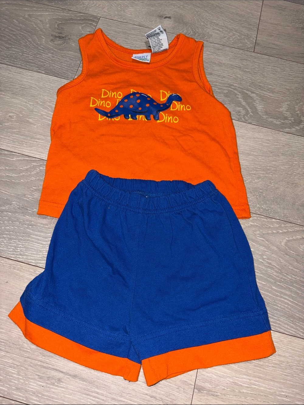 Simply Kids Orange & Royal Blue Dino Tank and Shorts Set